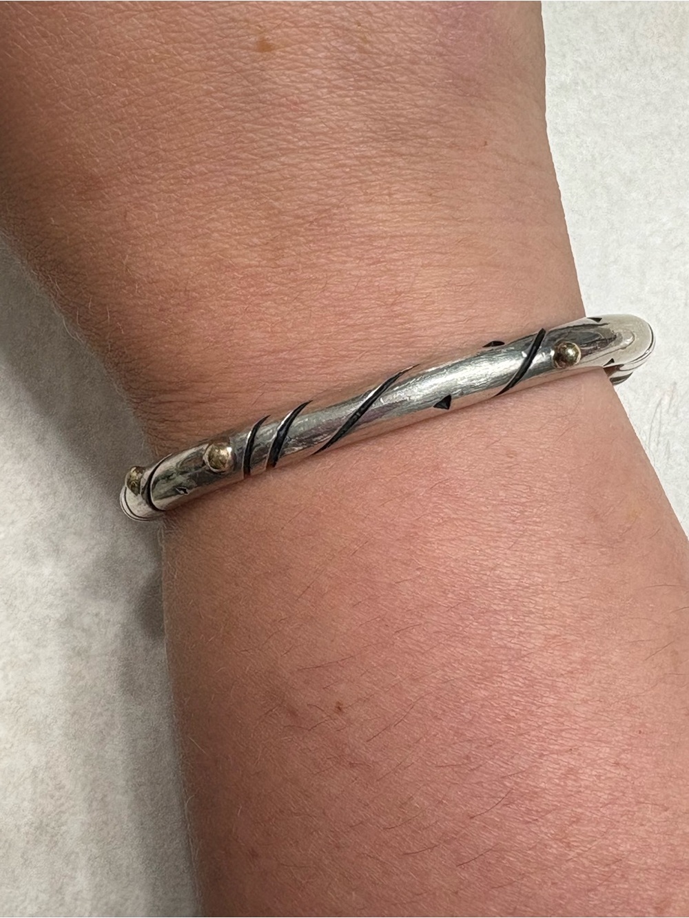 Silver and Gold Twisted Wire Cuff Bracelet